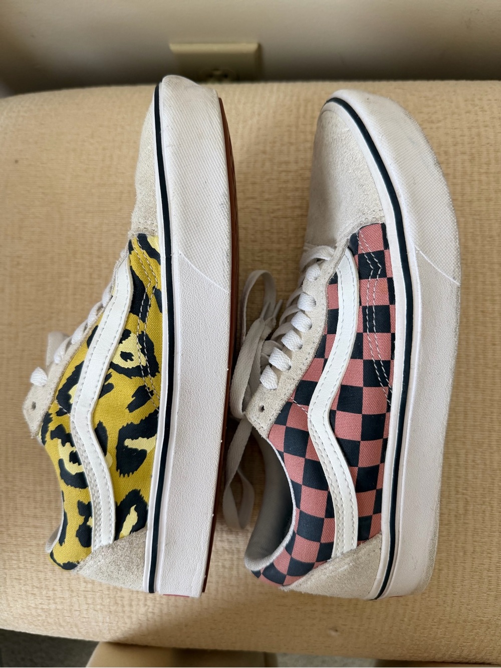 Vans Mixed-Pattern Old Skool Sneakers in Yellow & Pink